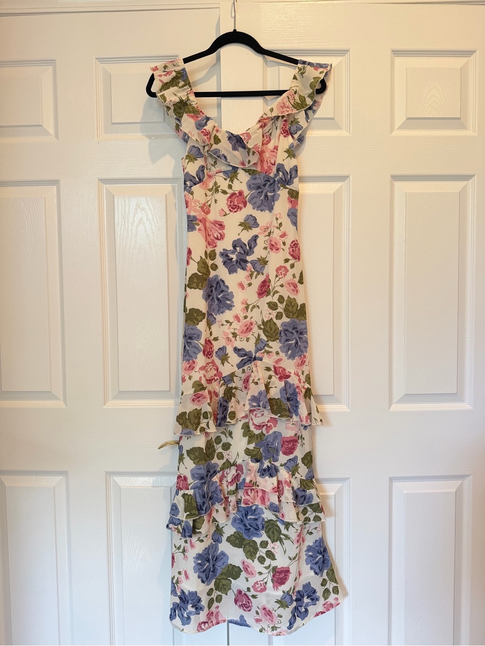 Mint Floral Ruffle Tiered Maxi Dress